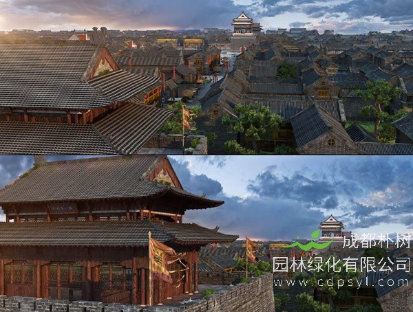 古代城池内外的绿化(街路艺术)，寺庙里的绿色景观